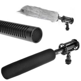 BOYA BY-PVM1000L Pro Condenser Shotgun Microphone 3 Pin XLR Output with Foam Windscreen & Shock Mount for Canon Nikon DSLRS Camcorder Video Camera