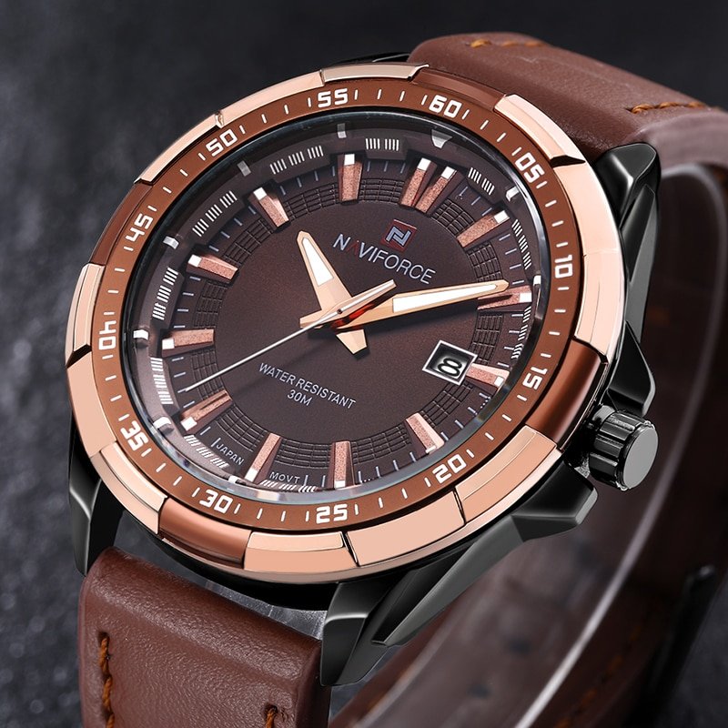 Naviforce NF9056 Men Leather Band Quartz