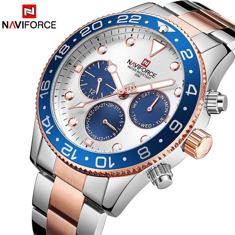 NAVIFORCE 9147 Luxury Stainless Steel Chronograph Wrist Watch