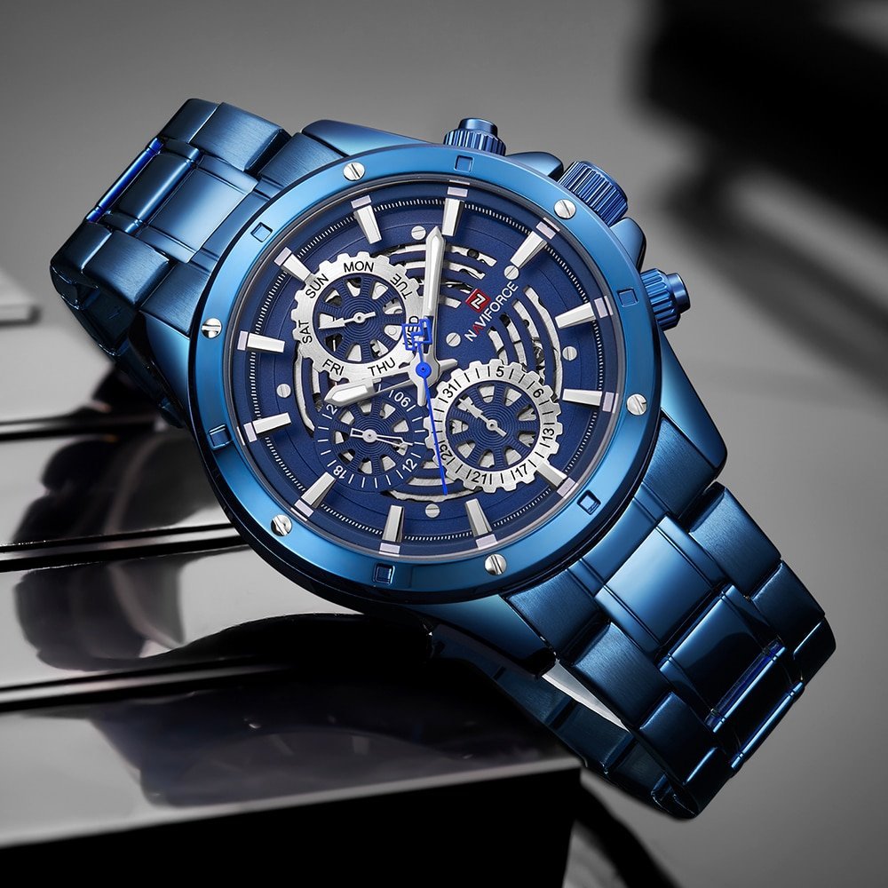 NAVIFORCE 9149 Watch Men Fashion Sport Quartz Clock Mens Watches Top Brand Luxury Full Steel Waterproof Watch Relogio Masculino