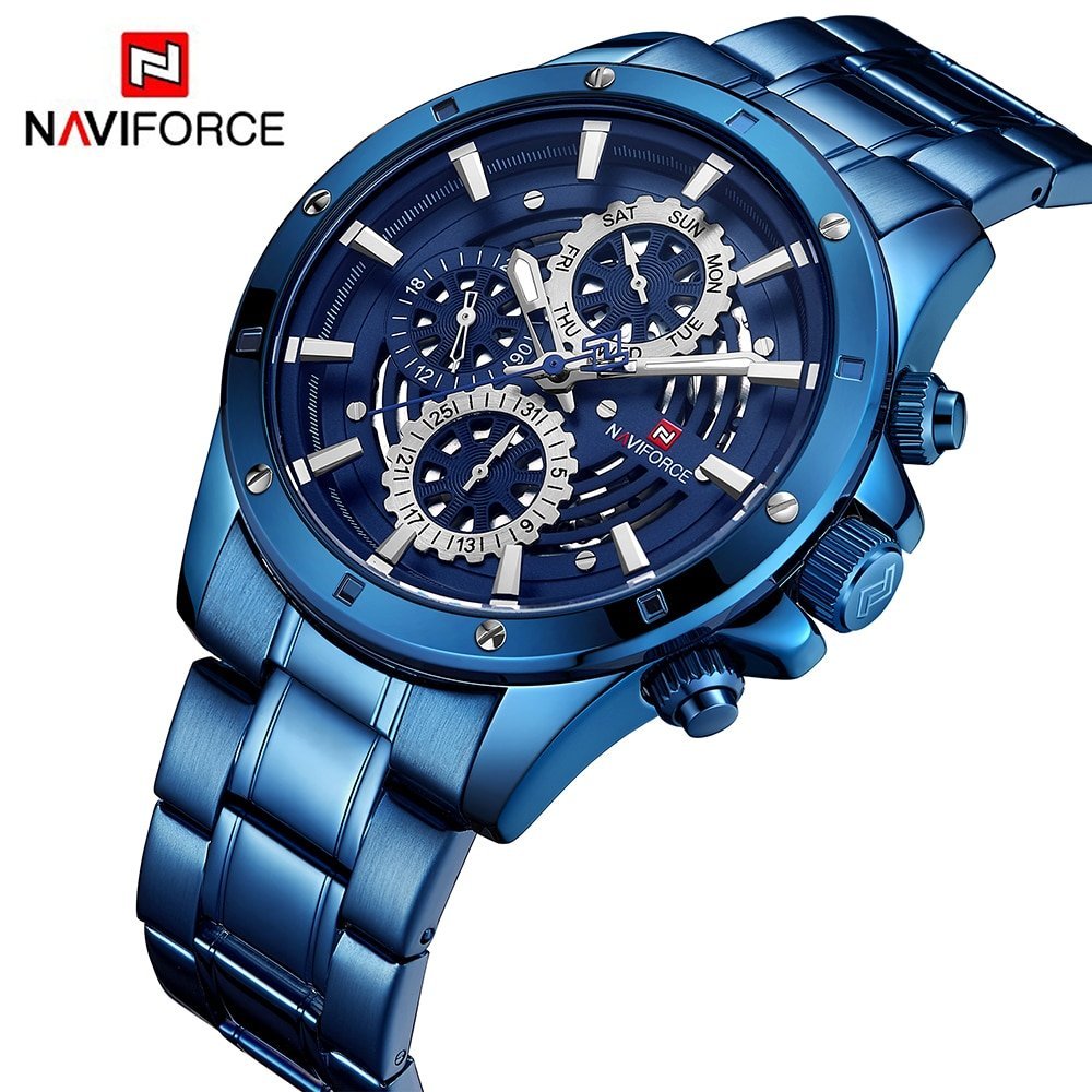 NAVIFORCE 9149 Watch Men Fashion Sport Quartz Clock Mens Watches Top Brand Luxury Full Steel Waterproof Watch Relogio Masculino