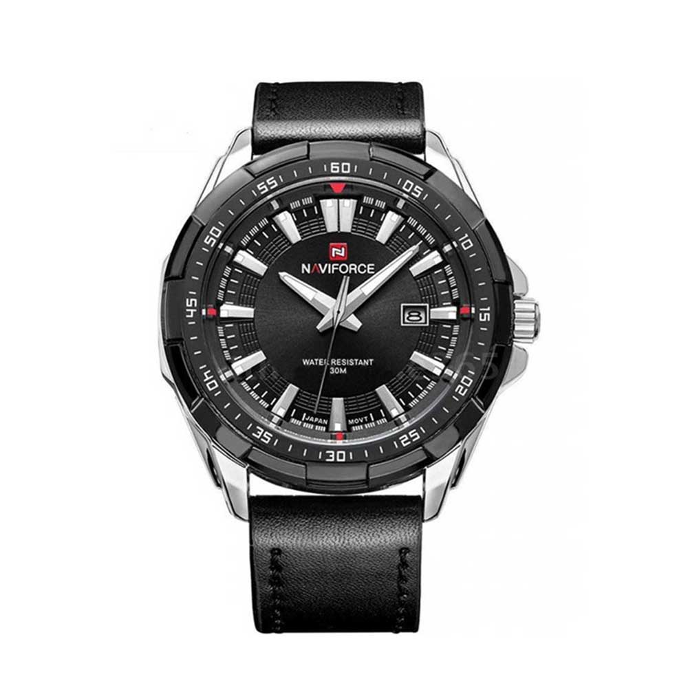 Naviforce NF9056 Men Leather Band Quartz - Black