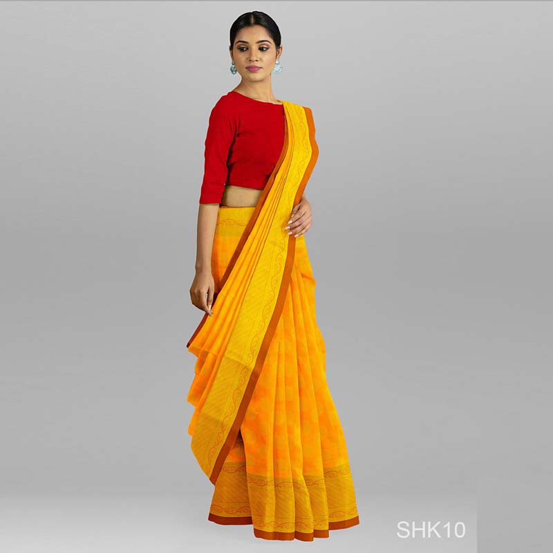 হলুদ মৌচাক শাড়ি