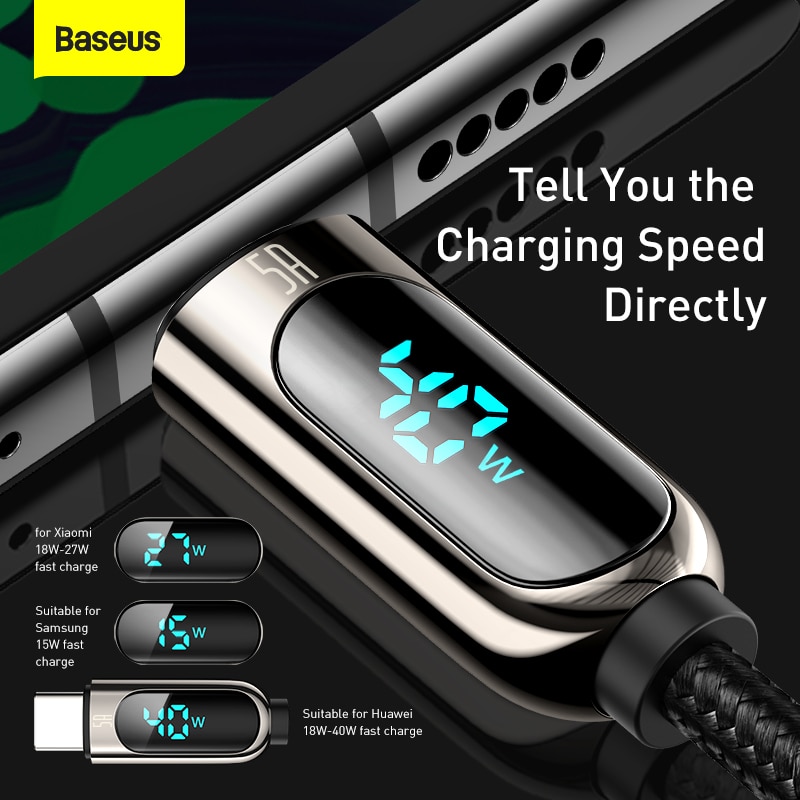 Baseus Display Fast Charging Data Cable USB to Type-C