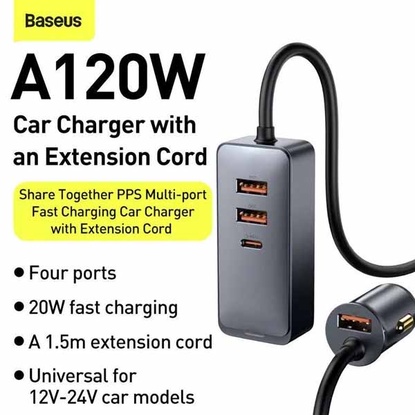 Baseus 120W USB Type C Car Charger 2