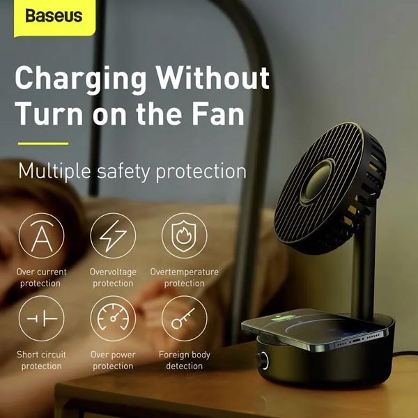 Baseus Hermit Desktop Wireless Charger with Oscillating Fan 3