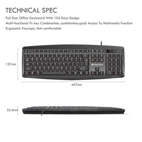 Fantech KM100 USB Keyboard Mouse Combo Black 2