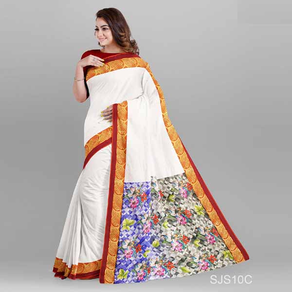 Digital Print Mongol Silk Sari - selected variant