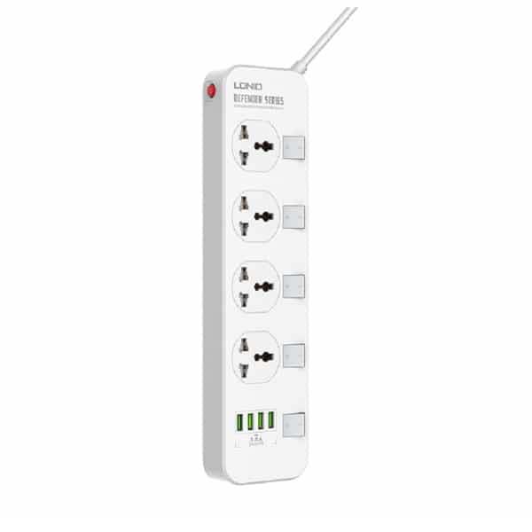 LDNIO 2500W Defender Series 4 Power Socket 4 USB Power Strip 2