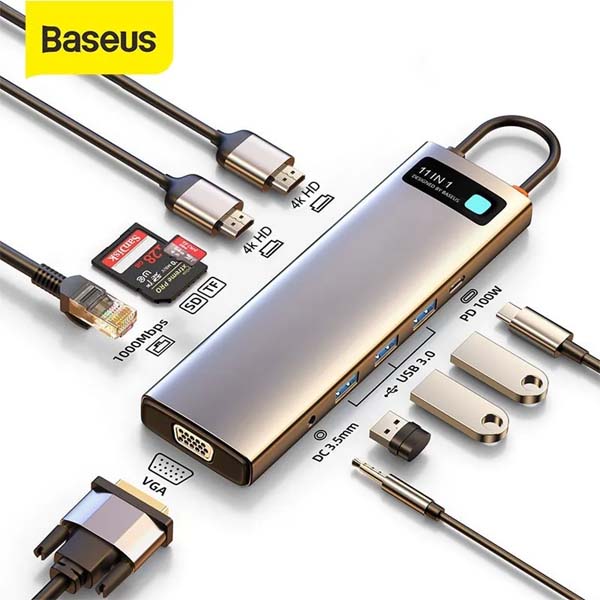 Baseus Metal Gleam Series 11-in-1 Multifunctional Type-C HUB Docking Station 1