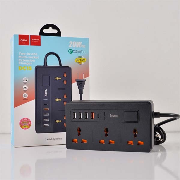 HOCO DC15 PD18W Two-in-One Multi-Socket Extension Charger 2