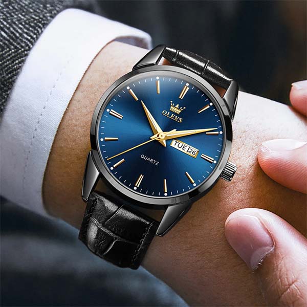 Olevs 6898 Quartz Watch - Black - Blue