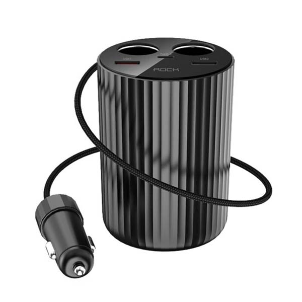 ROCK 5A LED Display Dual USB Car Charger Type C QC 4.0 PD 3.0 100W Cigarette Splitter