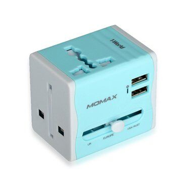 MOMAX 1-WORLD DUAL USB AC TRAVEL ADAPTER