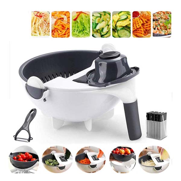 Magic Vegetable Cutter With Drain Basket 9 in 1 Multi-functional Kitchen 1