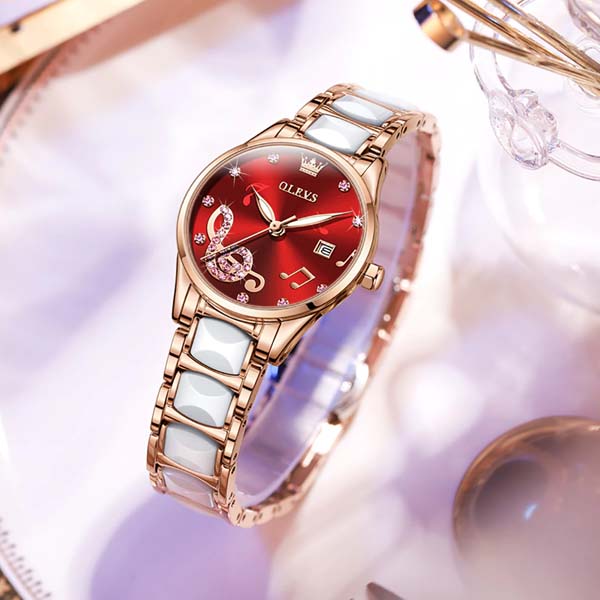 Olevs 3605 Fashion Diamond Ceramic Watch