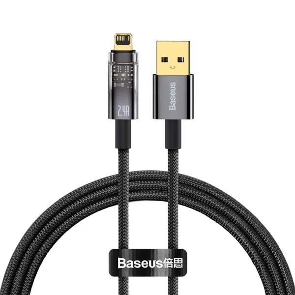 Baseus Cable Usb To Iphone Lightning Explorer Series Auto Power-Off Fast Charging Data Cable USB to IP 2.4A 2M