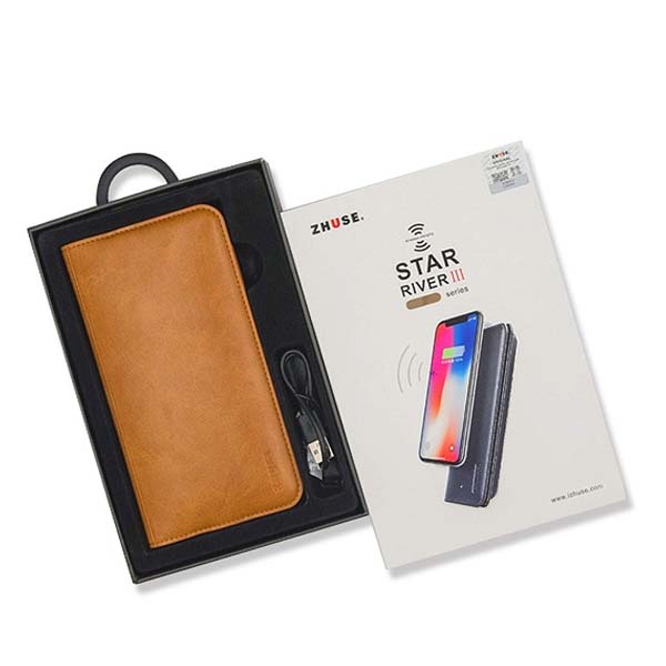 Zhuse Star River Series 3 6000mAh Wireless Power Bank Leather Wallet 1