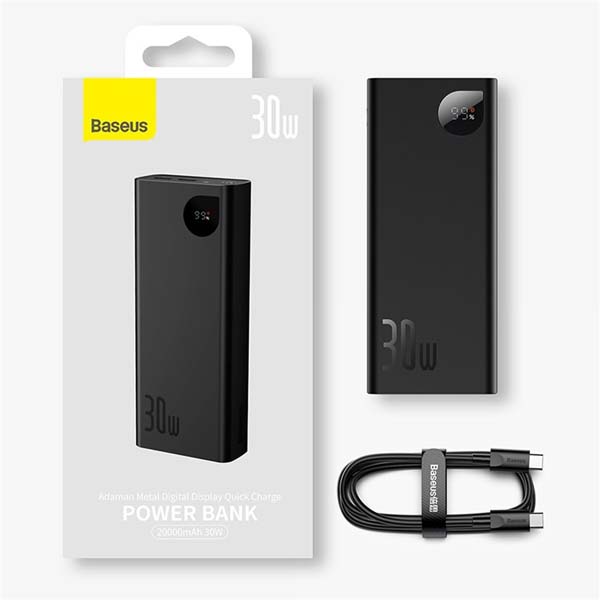 Baseus Power Bank Adaman 30W 20000Mah With 60W Type-C to Type-C 50CM Cable