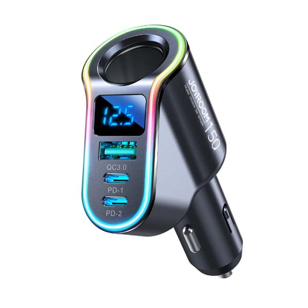 JOYROOM JR-CL21 150W 4 in 1 Cigarette Lighter Car Charger with LED Digital Display