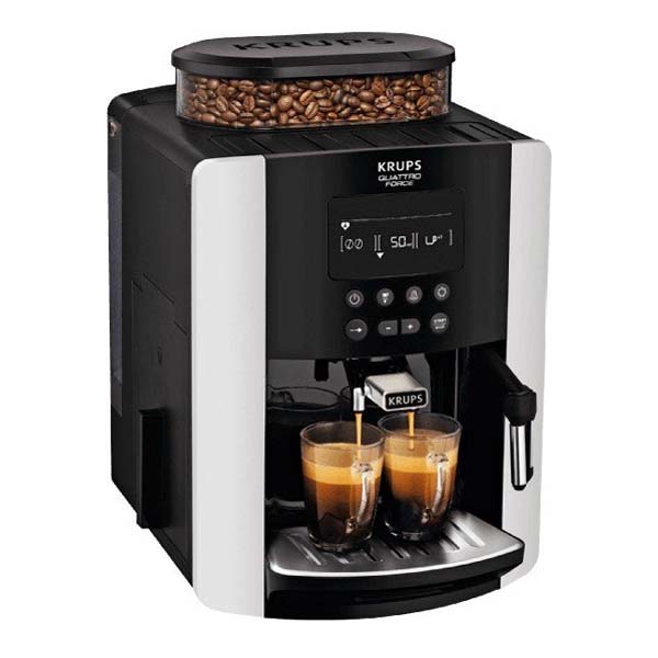 Krups EA8178 Arabica Display Quattro Force Fully Automatic Coffee Machine (1450 Watts, Water Tank Capacity: 1.8l, pump pressure: 15 bar, LCD display) black/carbon look