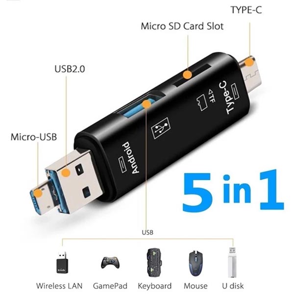 Multifunction OTG Card Reader Type-C/USB /Micro USB/micro SD Memory Card Reader