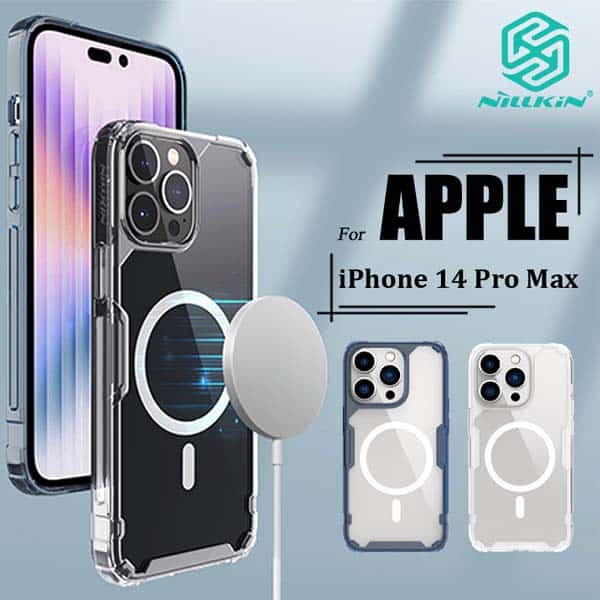 Nillkin Luxury Soft Silicone Case for iPhone 14 Pro Max Phone Cases Transparent TPU + PC Silicone Clear Shockproof MagSafe Back Cover