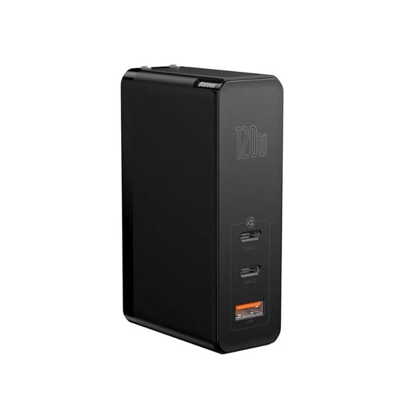 Baseus 120W GaN Mini Quick Charger Dual Type-C + USB-A Ports