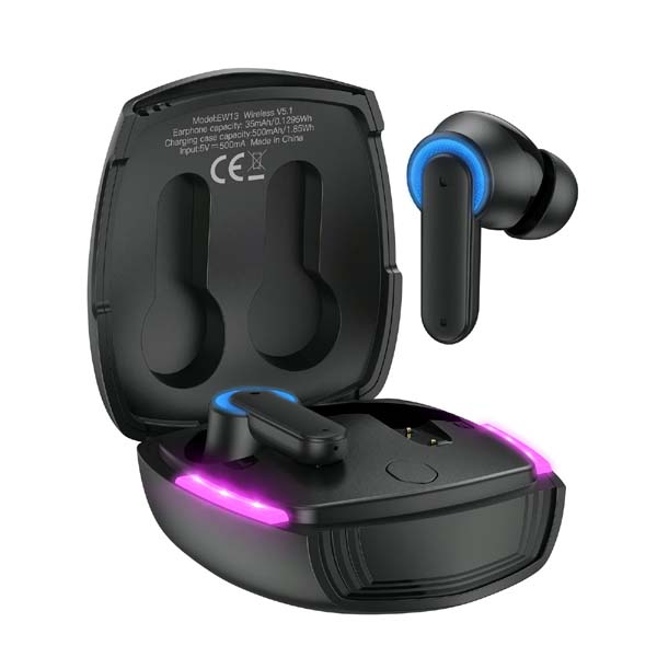 Hoco EW13 TWS bluetooth 5.1 Earbuds ENC Noise Reduction 13mm Large Driver LED Colorful Lights