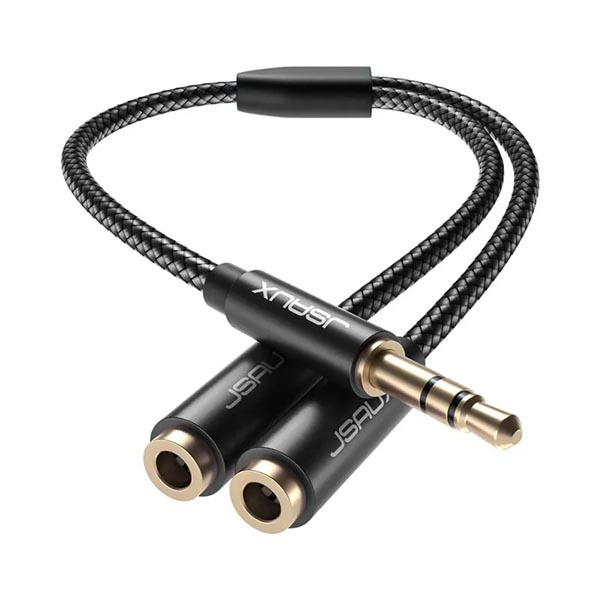 JSAUX Audio Splitter 3.5mm Male TRS to 2 Dual 3.5mm Female