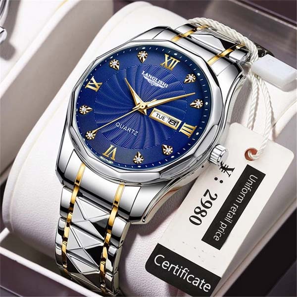 Langlishi 3169 imported luxury fashion stainless steel waterproof quartz movement wrist-watch