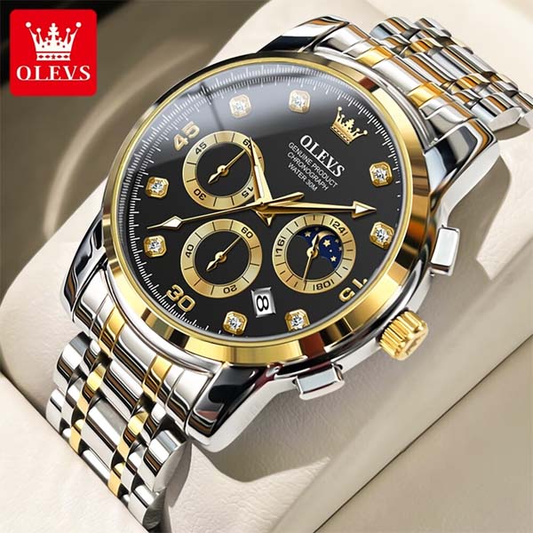 OLEVS 2889 Quartz Stainless Steel Strap Watch For Men