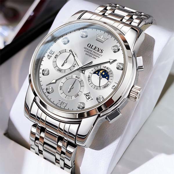 OLEVS 2889 Quartz Stainless Steel Strap Watch For Men