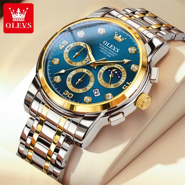 OLEVS 2889 Quartz Stainless Steel Strap Watch For Men