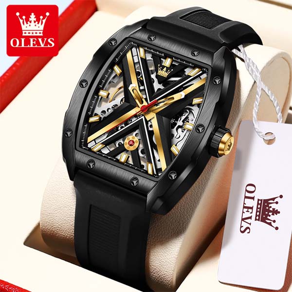 OLEVS 6662 Watch Skeleton Mechanical Dial
