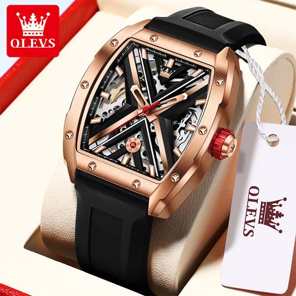 OLEVS 6662 Watch Skeleton Mechanical Dial