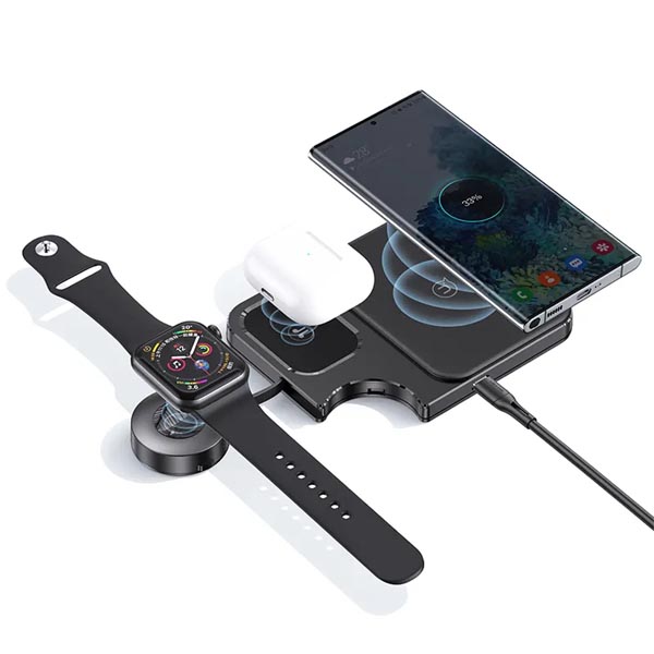 USAMS CD-190 15W 3 In 1 Desktop Wireless Charging Station