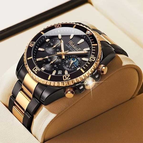 WISHDOIT Stainless Steel Chronograph Watch