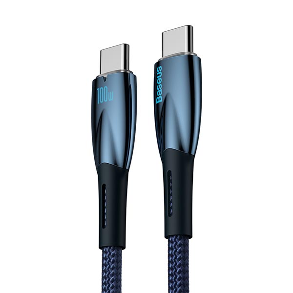 Baseus Glimmer Series Fast Charging Data Cable Type-C to Type-C 100W 2m Blue