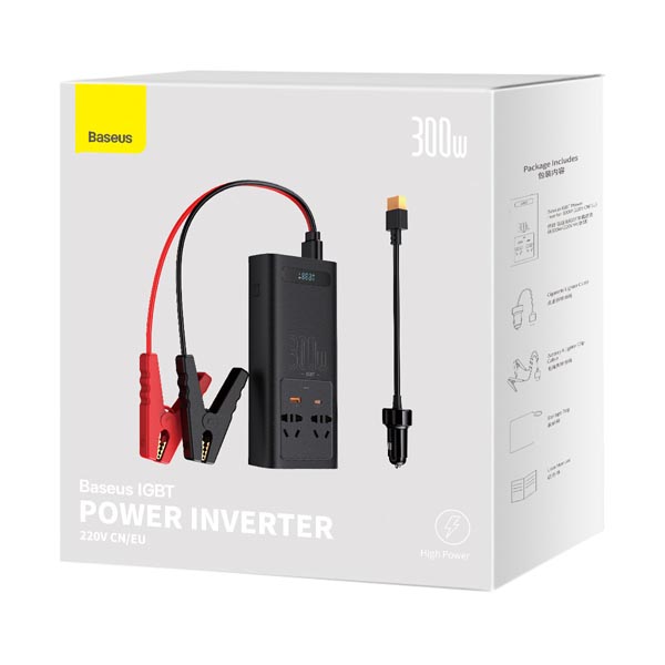 Baseus Car Power Inverter 300W DC 12V/24V To AC 220V USB Type C Charger Adapter