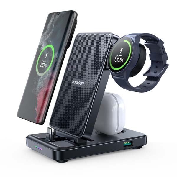 JOYROOM JR-WQS01/JR-WQS02 4 in 1 Magnetic Charging Station for phone for watch for earphone Type-C/Lightning