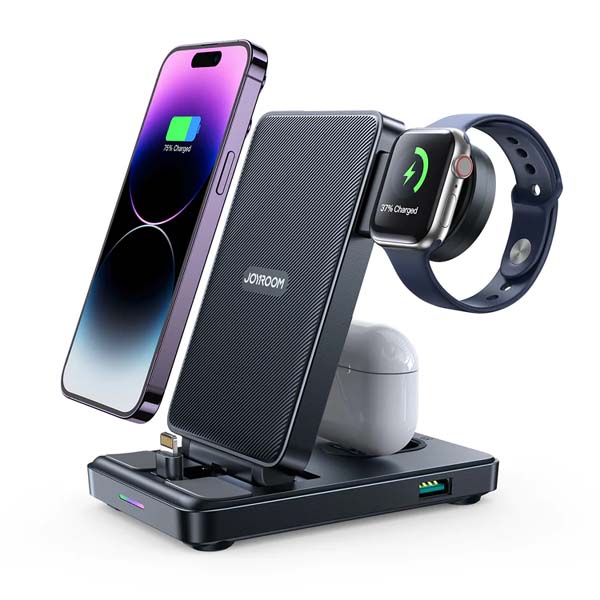 JOYROOM JR-WQS01/JR-WQS02 4 in 1 Magnetic Charging Station for phone for watch for earphone Type-C/Lightning