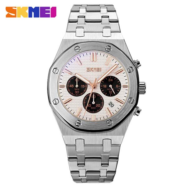 SKMEI 9296 Watch For Men - Silver White