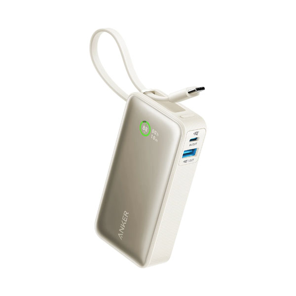Anker Nano Power Bank (30W Built-In USB-C Cable) A1259 - White