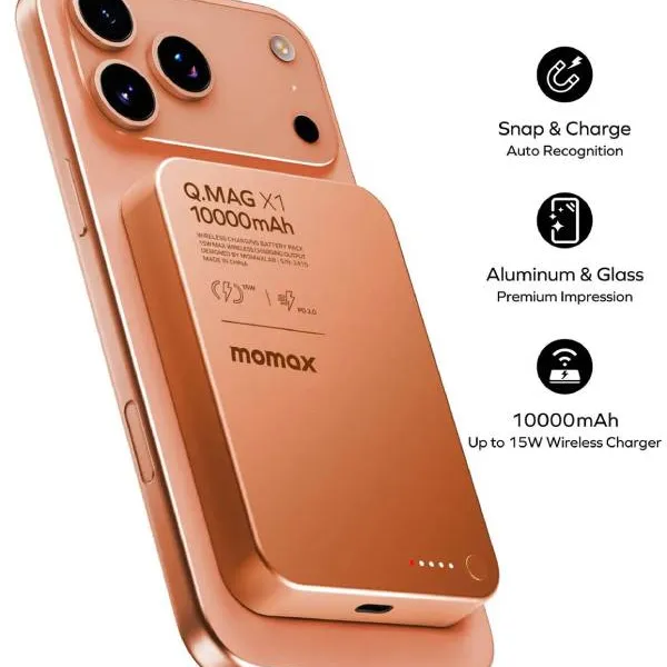 Momax Q.Mag X1 Gen 2 10000mAh 15W Magnetic Wireless Power Bank