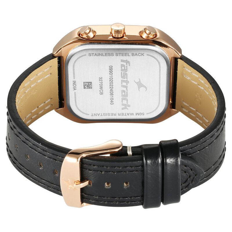 Fastrack 3270WL01 Fleek Quartz Multifunction Black Dial Leather Strap Watch For Guys