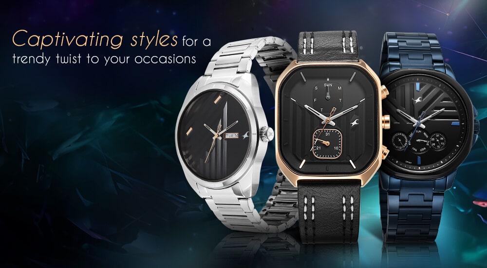 Fastrack 3270WL01 Fleek Quartz Multifunction Black Dial Leather Strap Watch For Guys