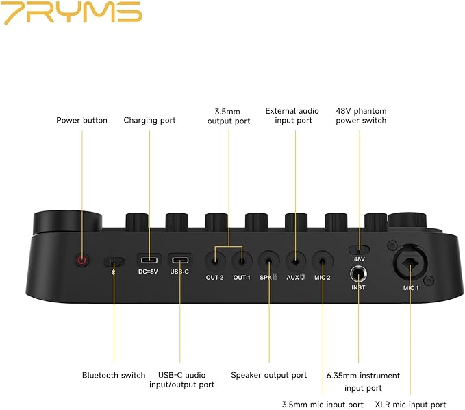 7RYMS 7Caster SE2 Multi-functional Streaming/Podcasting/Recording Audio Interface