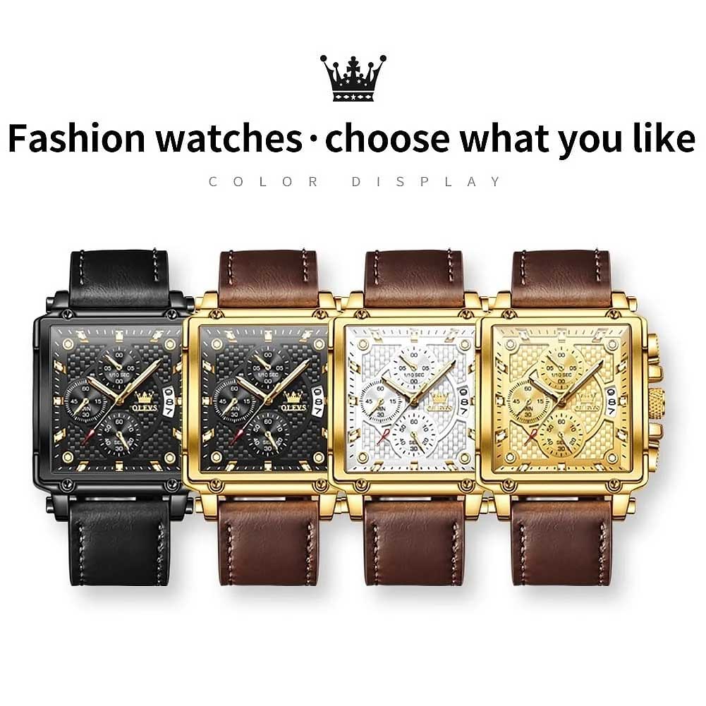 OLEVS 9925 Luxury Square Quartz Watch Waterproof Wristwatch