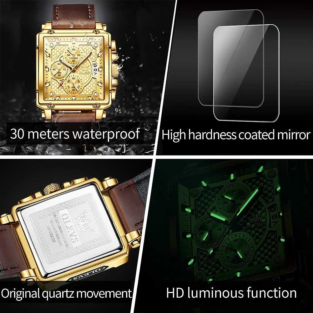 OLEVS 9925 Luxury Square Quartz Watch Waterproof Wristwatch